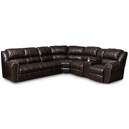 Traditional Reclining Sectional Sofa with Sleeper and Nail Head Trim Accents